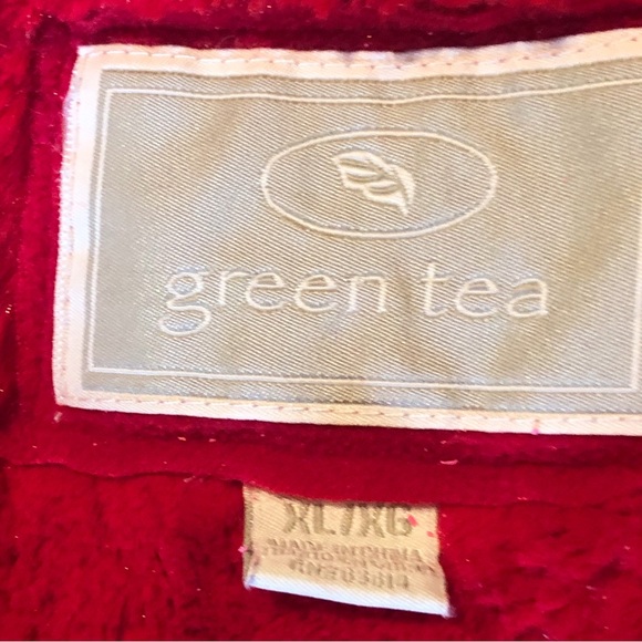 Green Tea Plush Fleece Jacket Full Zip Red SZ XL - Picture 4 of 8